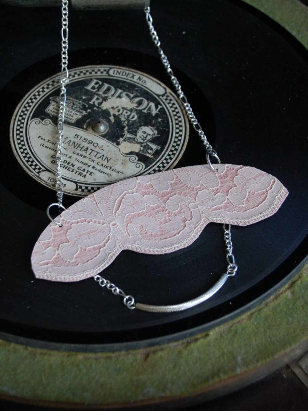 Chic white lace necklace - Delicate ivory leaf lace on upcycled leather